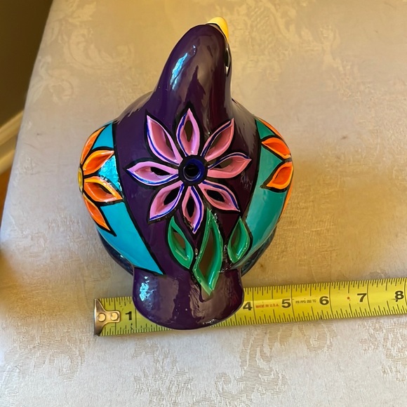 Hand painted ceramic purple dove, bird fairy light, tea light candle holder - Picture 11 of 12